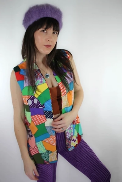 1960s Flower Power Patchwork Reversible Vest Selected By Moons + Junes Vintage