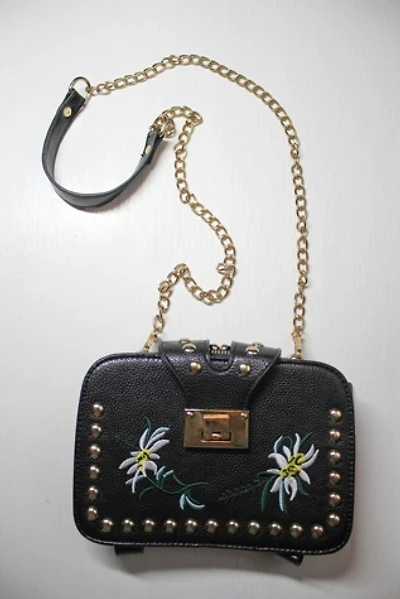 Vintage Studded Leather Crossbody Chain Bag Selected By Moons + Junes Vintage