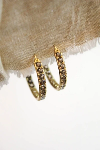 Vintage Sterling Chocolate Brown Diamond Hoop Earrings Selected By Moons + Junes Vintage