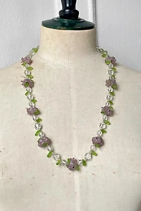60s Mid-Century Lavender Flower Foliage Necklace Selected by MARMALADE