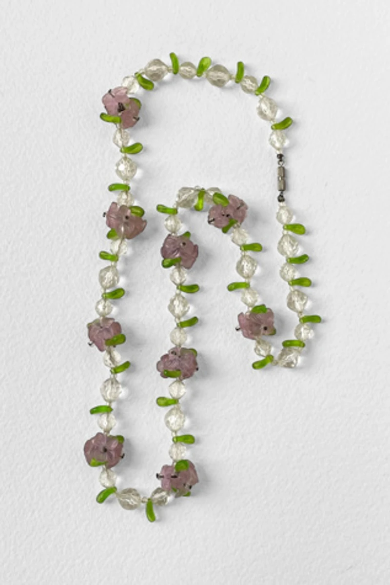 60s Mid-Century Lavender Flower Foliage Necklace Selected by MARMALADE