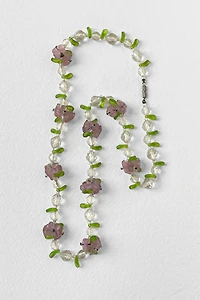 60s Mid-Century Lavender Flower Foliage Necklace Selected by MARMALADE