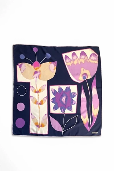Large Vintage Modernist Abstract Floral Silk Scarf Selected by MARMALADE
