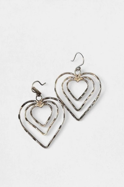 Vintage Sterling Silver Hammered Metal Heart Earrings Selected by MARMALADE