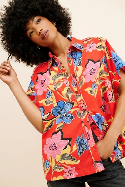 Tropics Palm Linen Top