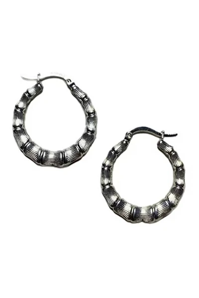 Vintage 1980s Sterling Bamboo Hoop Earrings Selected by Lux Revival
