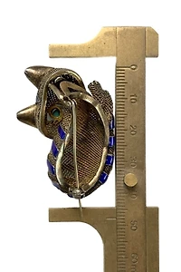 Antique Silver + Enamel Cheshire Cat Brooch Selected by Lux Revival