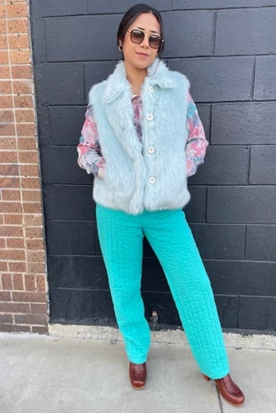 Vintage Turquoise Quilted Pants Selected by FernMercantile