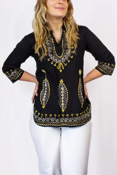 Vintage Black and Gold Embroidered Blouse Selected by Black Shag Vintage