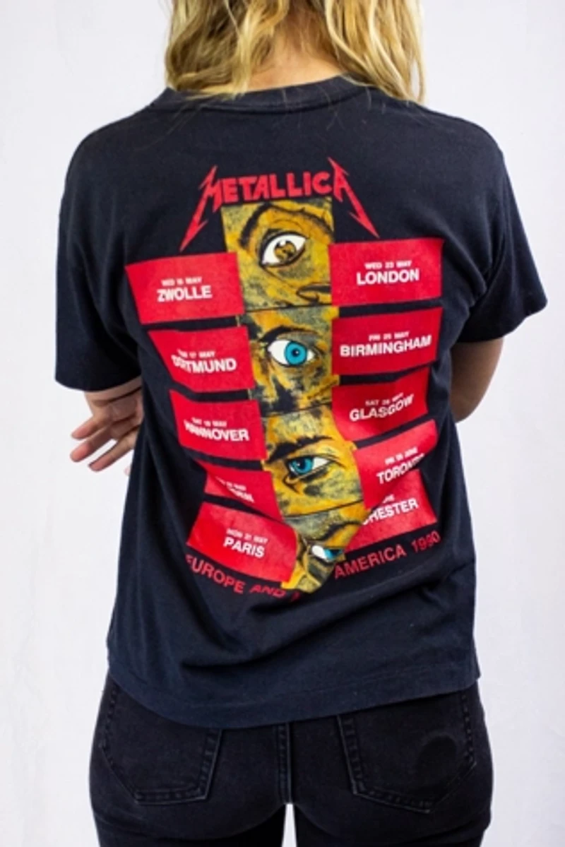 Vintage 1990 Metallica Europe/North America Tour Concert T Shirt Selected by Black Shag Vintage