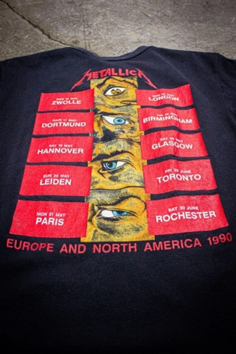 Vintage 1990 Metallica Europe/North America Tour Concert T Shirt Selected by Black Shag Vintage