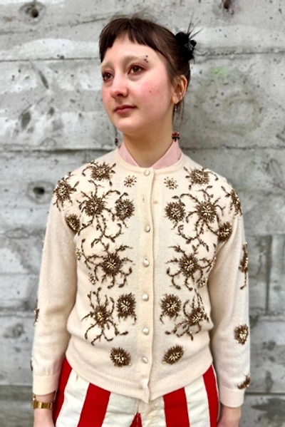 Vintage 1950- 60s Embroidered Sequin Cashmere Cardigan Selected by Nomad Vintage