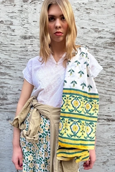 Vintage Block Print Large Pareo Wrap Scarf Selected by Personal Choice