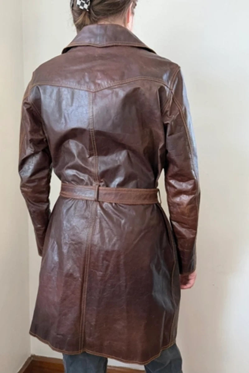 Espresso Brown Leather Coat Selected by Wax Plant