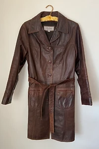 Espresso Brown Leather Coat Selected by Wax Plant