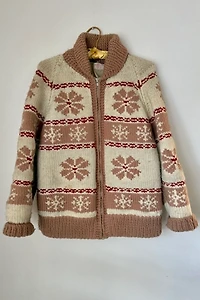 60's Snowflake Cowichan Knit Cardigan Selected by Wax Plant