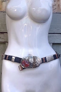 Artisan Metal and Stone Leather Belt Selected by Garbage Soup