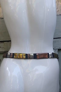 Artisan Metal and Stone Leather Belt Selected by Garbage Soup