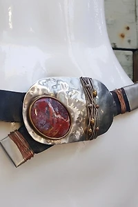 Artisan Metal and Stone Leather Belt Selected by Garbage Soup