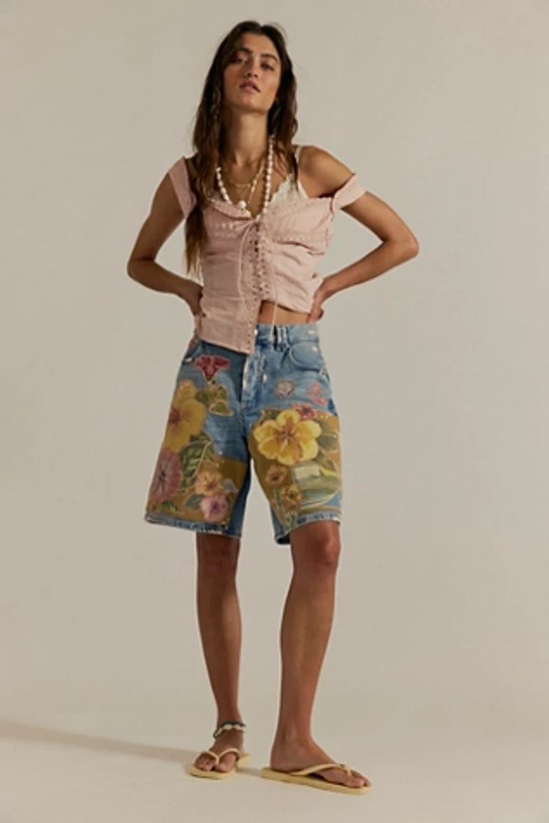 We The Free Tropical Beat Denim Shorts