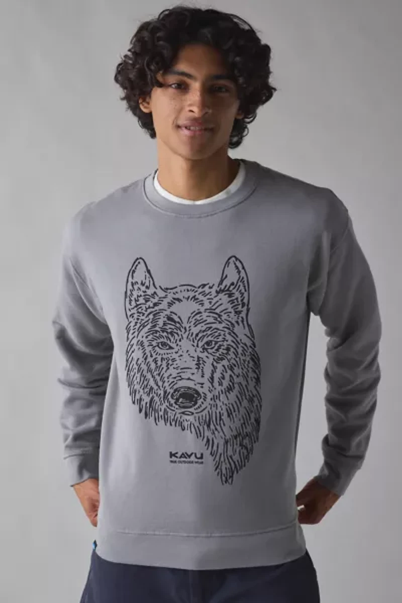 KAVU Core Graphic Crew Neck Cotton Sweatshirt