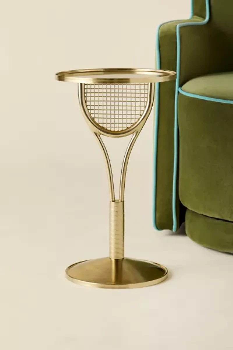 Tennis Racket Sculptural Metal Side Table