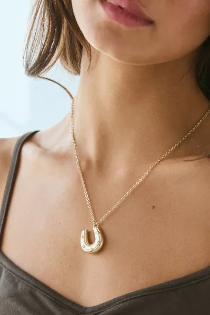 Lucky Horseshoe Pendant Charm Necklace
