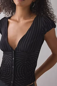 Silence + Noise Penny Polka Dot Button-Front Cropped Shirt