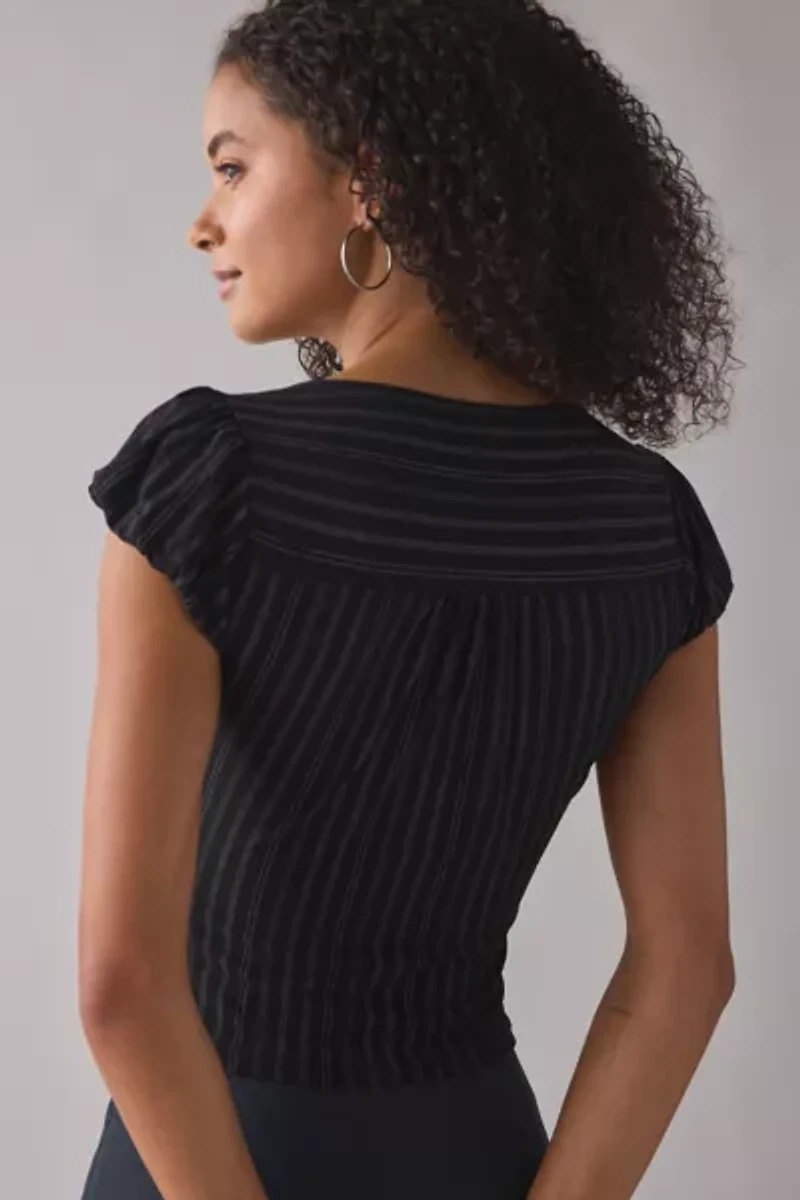 Silence + Noise Penny Polka Dot Button-Front Cropped Shirt