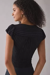 Silence + Noise Penny Polka Dot Button-Front Cropped Shirt
