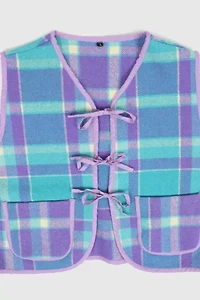 Reworked Woolen Plaid Tie Vest 20
