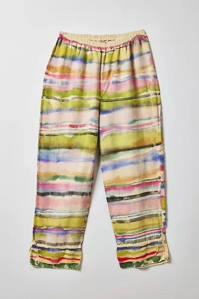 Vintage By Fruits Of Venus Stripes Hand Painted Wide Leg Pant