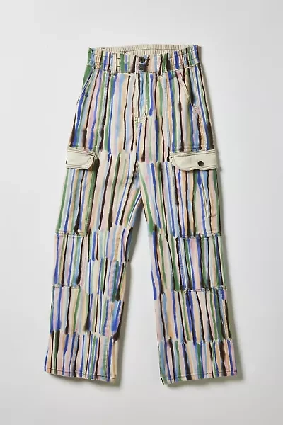 Vintage By Fruits Of Venus Cool Stripes Hand Painted Cargo Pant