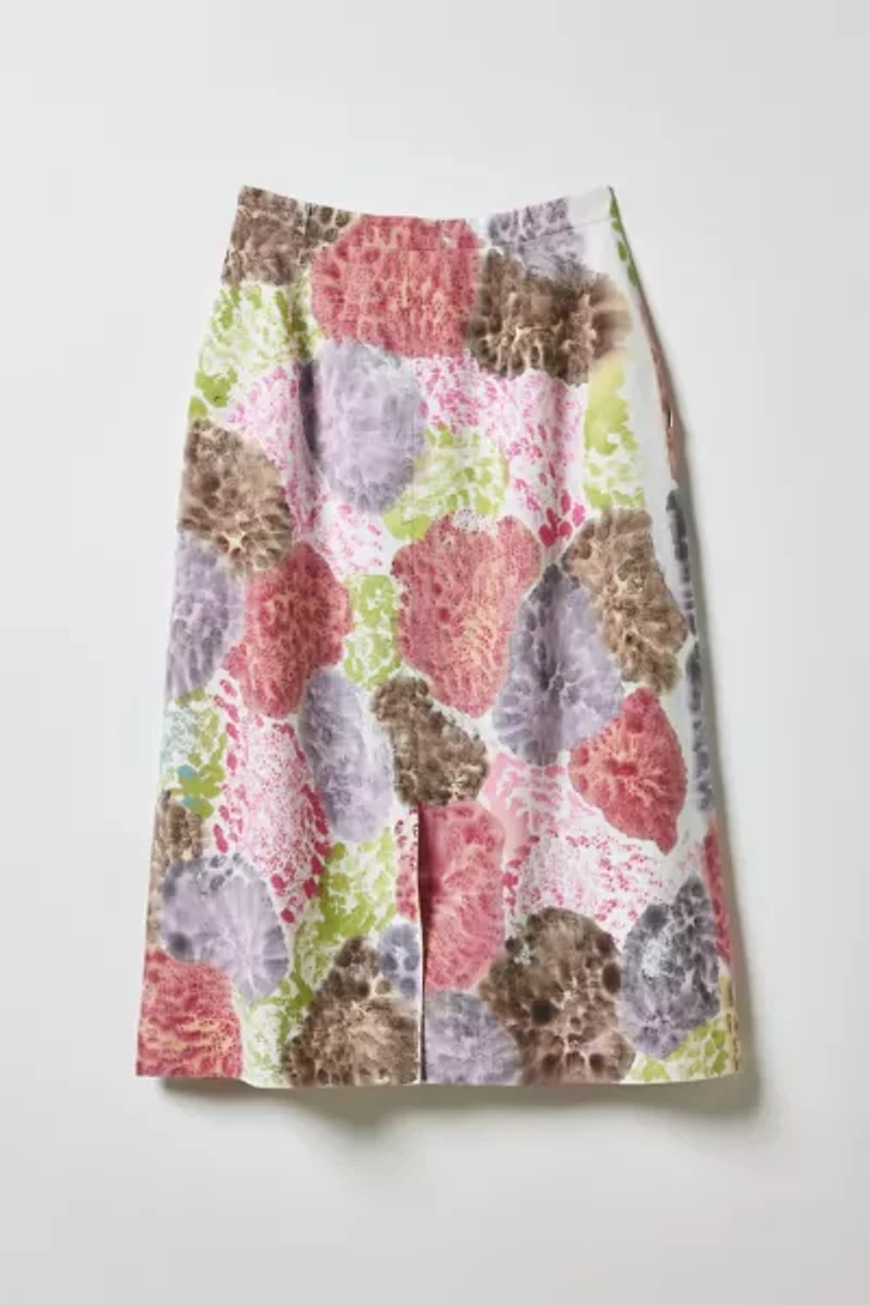 Vintage By Fruits Of Venus Hand Painted Printed Midi Skirt