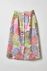 Vintage By Fruits Of Venus Hand Painted Printed Midi Skirt