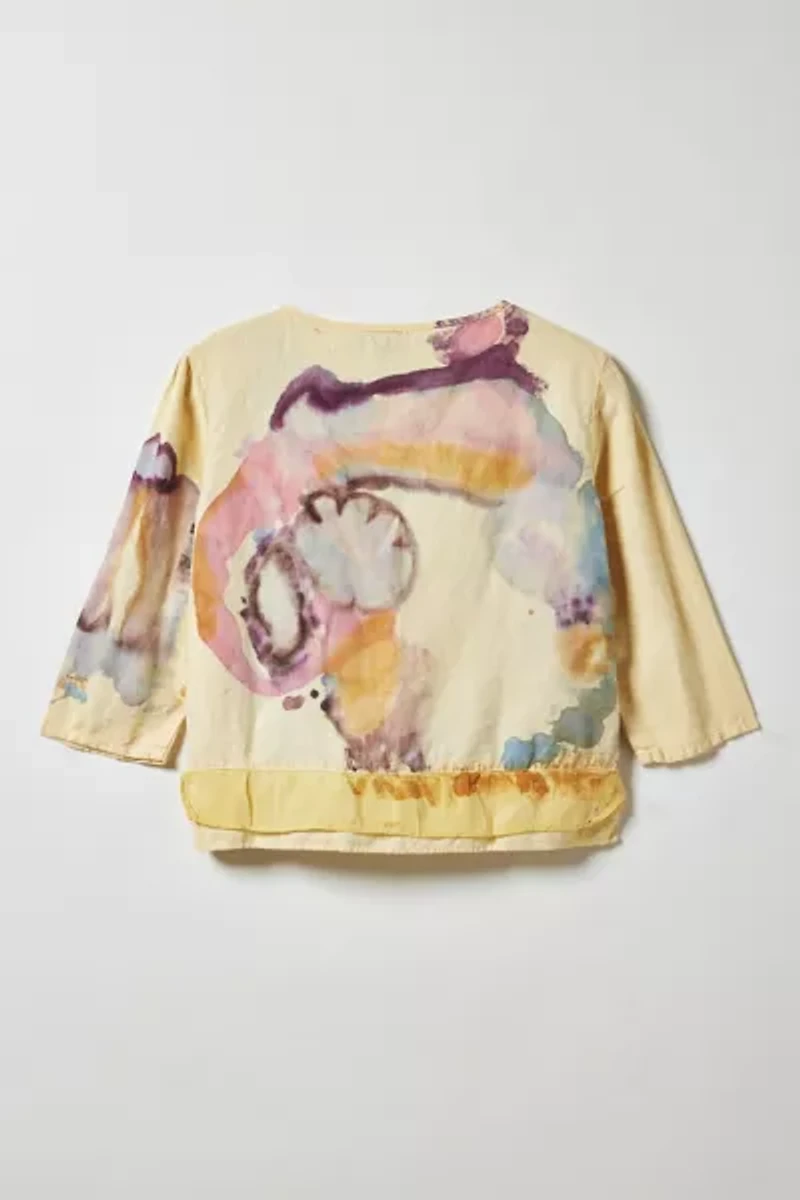 Vintage By Fruits Of Venus Watery Swirl Hand Painted Bell Sleeve Blouse