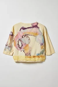 Vintage By Fruits Of Venus Watery Swirl Hand Painted Bell Sleeve Blouse