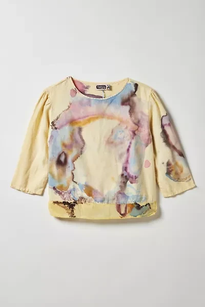 Vintage By Fruits Of Venus Watery Swirl Hand Painted Bell Sleeve Blouse