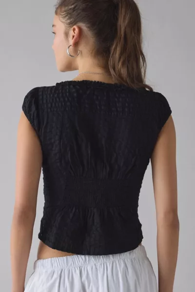 Kimchi Blue Ria Ruffle Cotton Gauze Button-Front Blouse