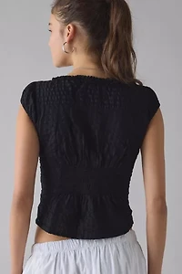 Kimchi Blue Ria Ruffle Cotton Gauze Button-Front Blouse