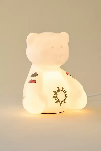 Tatted Teddy Bear Glass Table Lamp