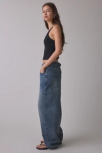 BDG Logan Printed Buckle Baggy Barrel Jeans