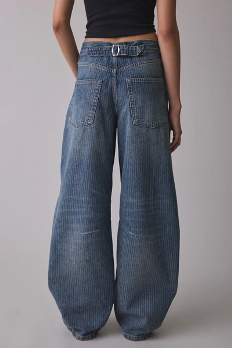 BDG Logan Printed Buckle Baggy Barrel Jeans