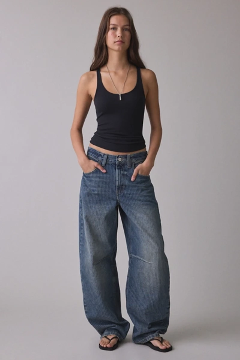 BDG Logan Printed Buckle Baggy Barrel Jeans