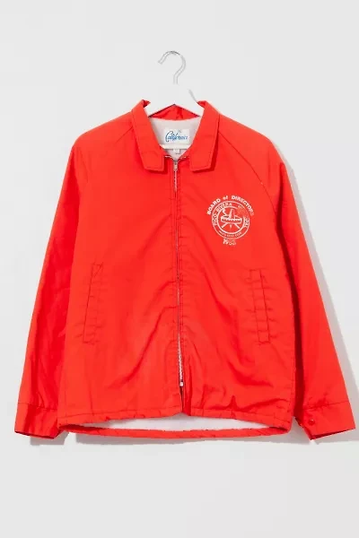 Vintage 1980s Distressed Red Orange Fleece Lined Jacket