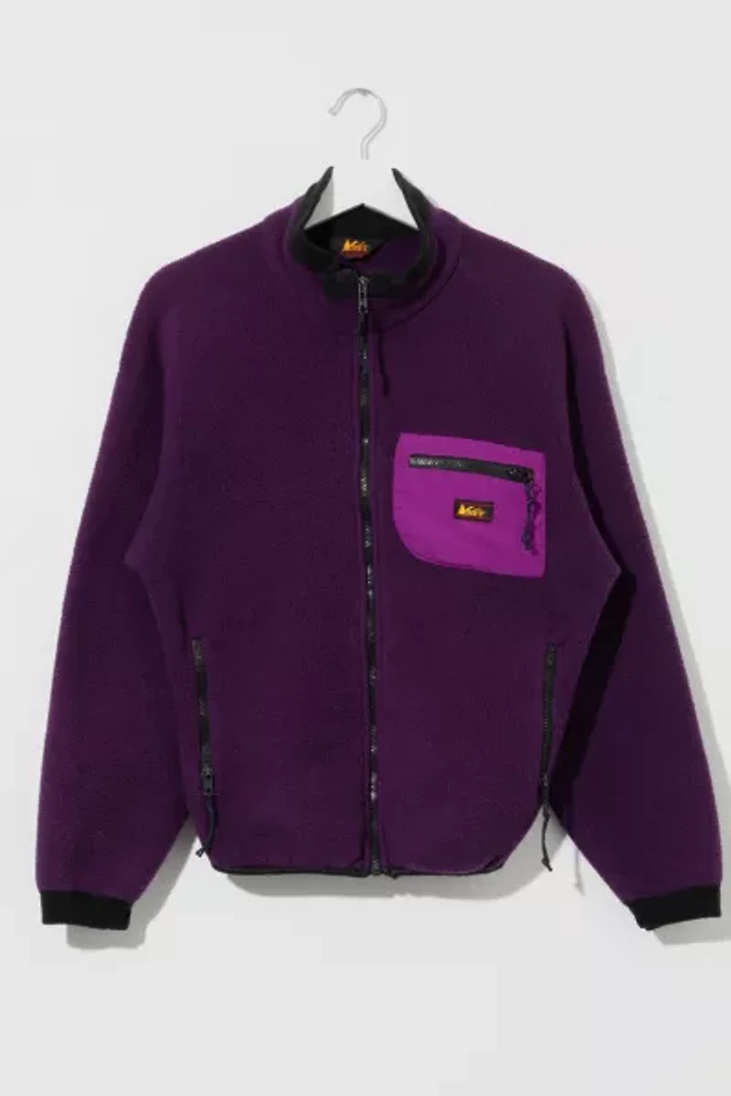 Vintage 1980s REI Purple Zipper Pocket Fleece Jacket