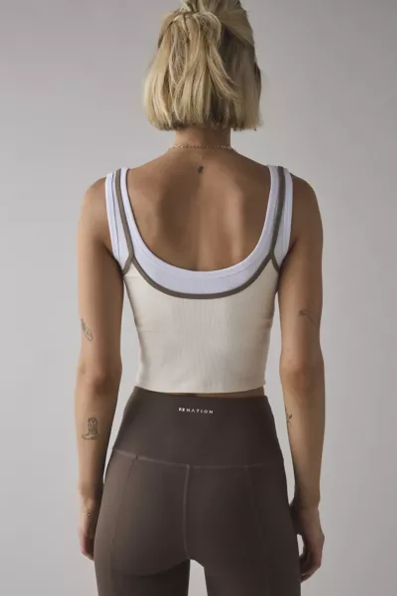 P.E NATION Forward Scoop Neck Layered Tank Top