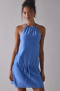 Motel Veloria Chiffon High-Neck Halter Mini Dress