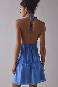 Motel Veloria Chiffon High-Neck Halter Mini Dress