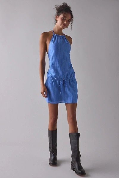 Motel Veloria Chiffon High-Neck Halter Mini Dress